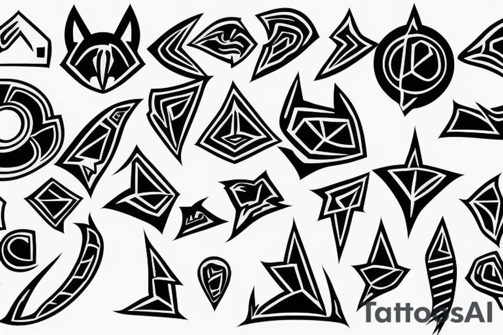Shadow the hedgehog symbol with lines around tattoo idea