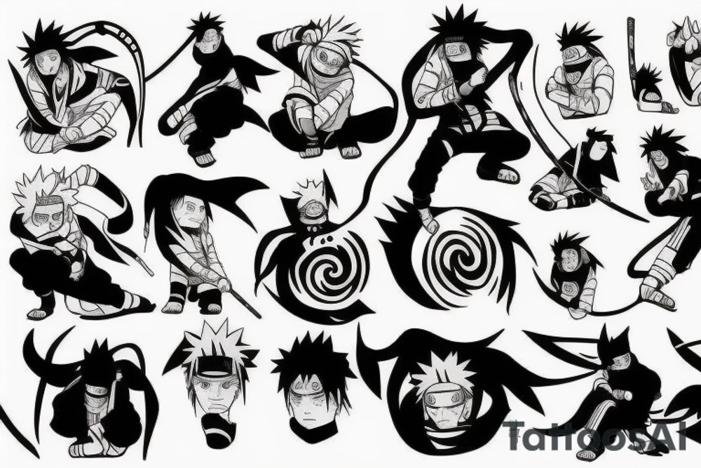 Naruto, One peice, demon slayer tattoo idea