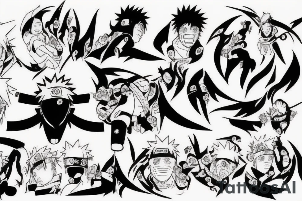 Naruto, One peice, demon slayer tattoo idea