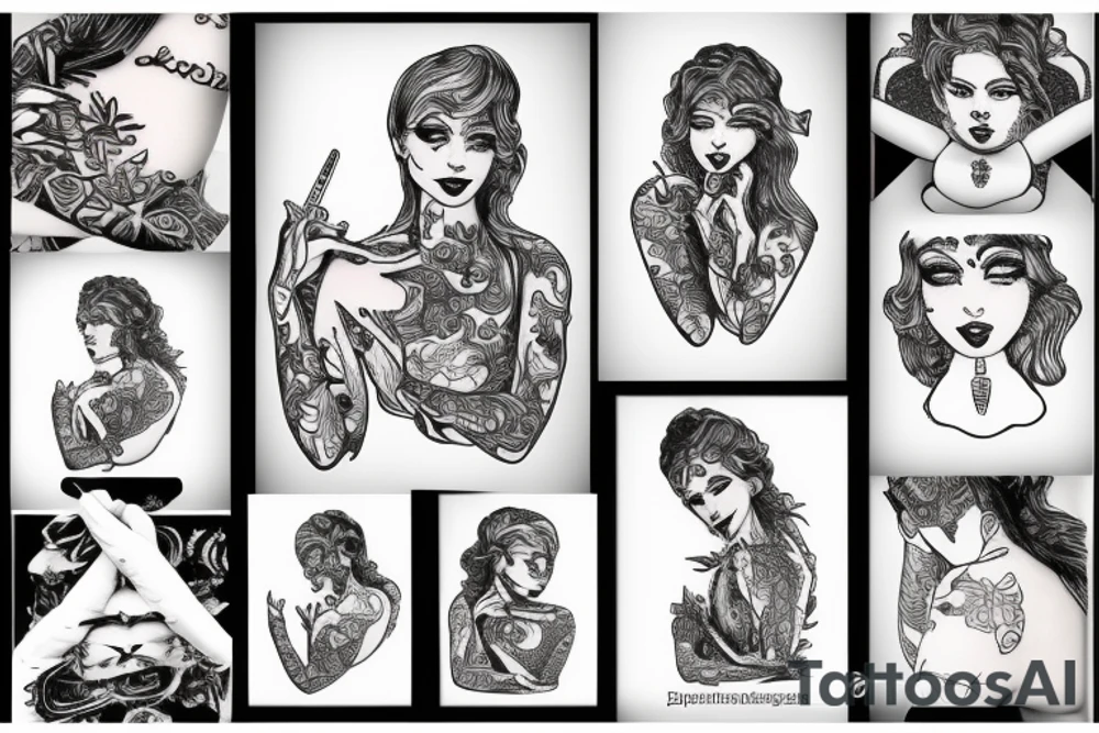 small y2k style woman tattoo idea