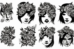 flowers with faces in the roots tattoo idea