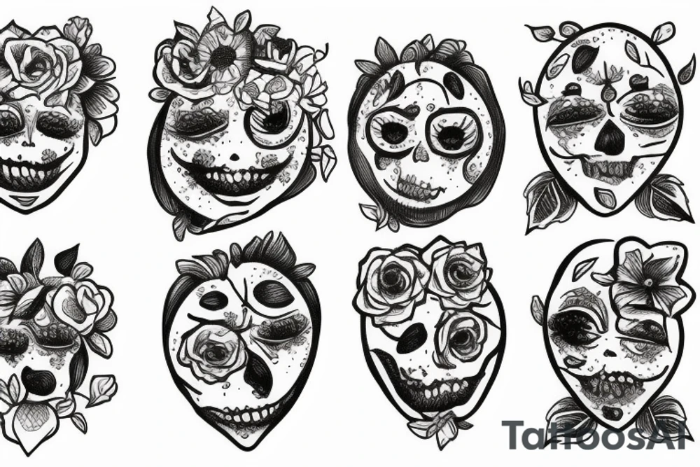 flowers with faces in the roots tattoo idea