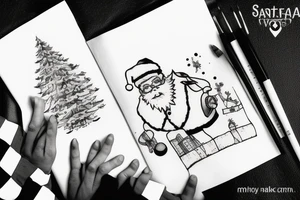 Santa under a tree, minimalistic tattoo idea