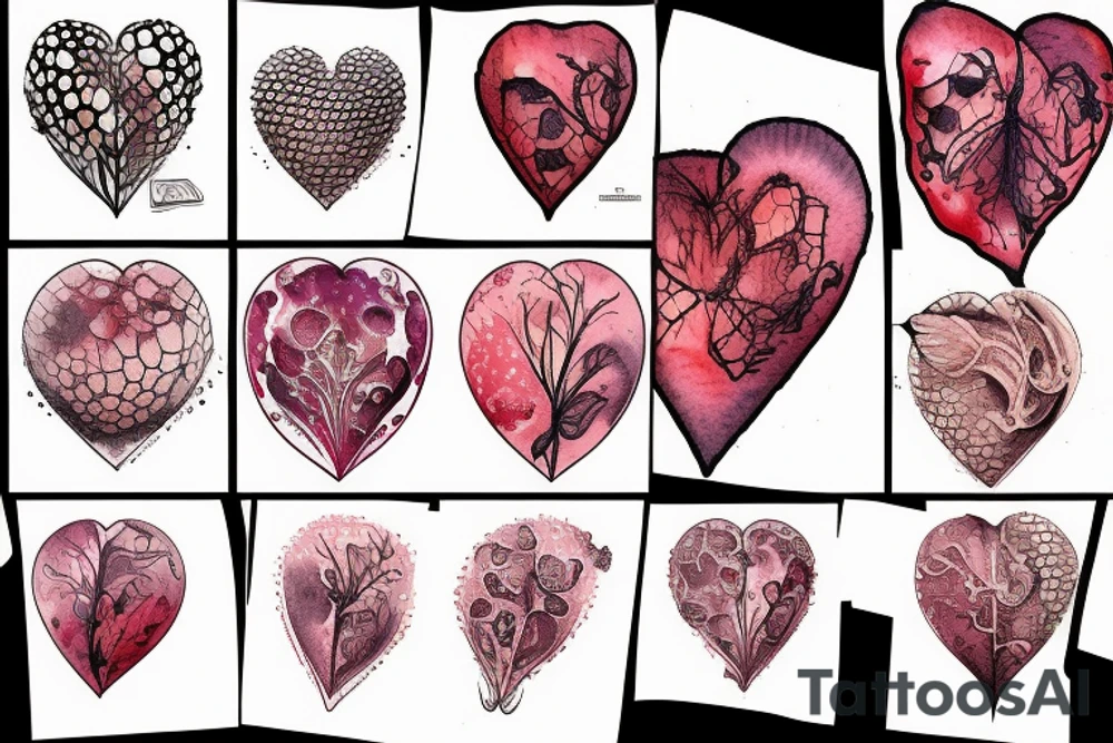 an anatomical heart made of dripping honeycomb tattoo idea
