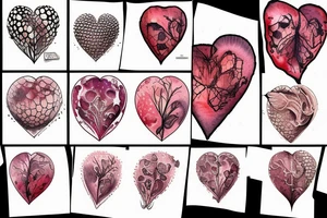 an anatomical heart made of dripping honeycomb tattoo idea