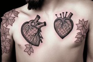 an anatomical heart made of dripping honeycomb tattoo idea