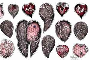 an anatomical heart made of dripping honeycomb tattoo idea