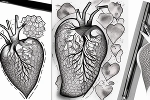 an anatomical heart made of dripping honeycomb tattoo idea