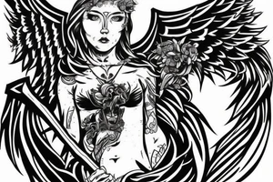 Angel warrior with sword tattoo idea