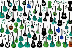 a guitar body blue and green tattoo idea