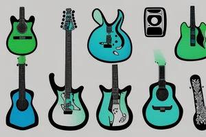 a guitar body blue and green tattoo idea