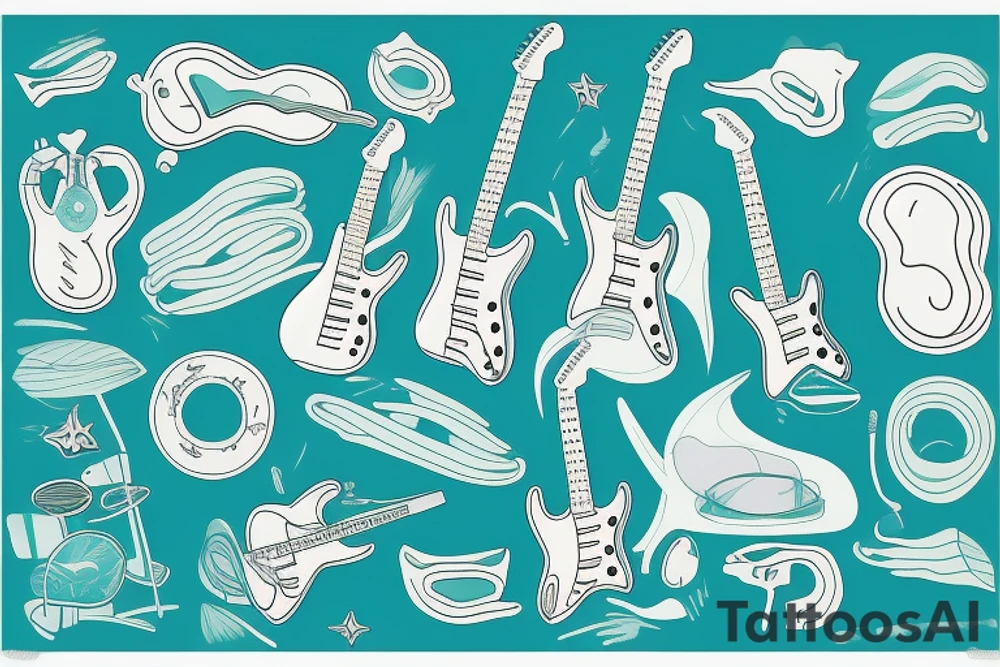 a stratocaster body blue and green tattoo idea