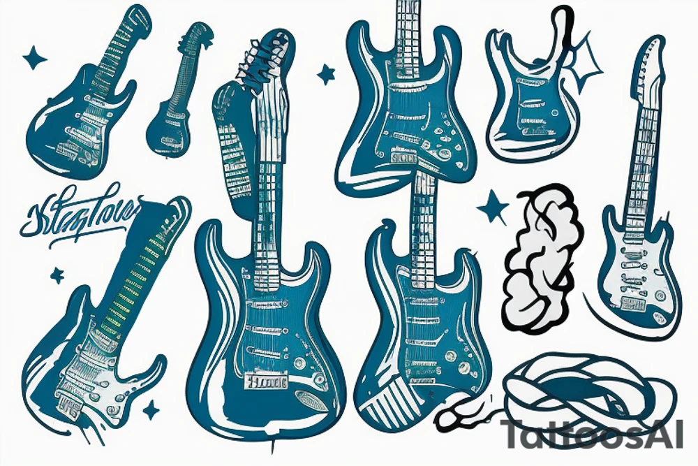 a stratocaster blue and green tattoo idea