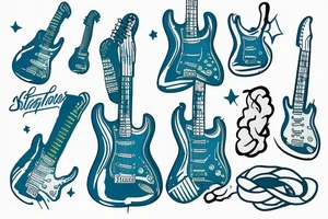 a stratocaster blue and green tattoo idea