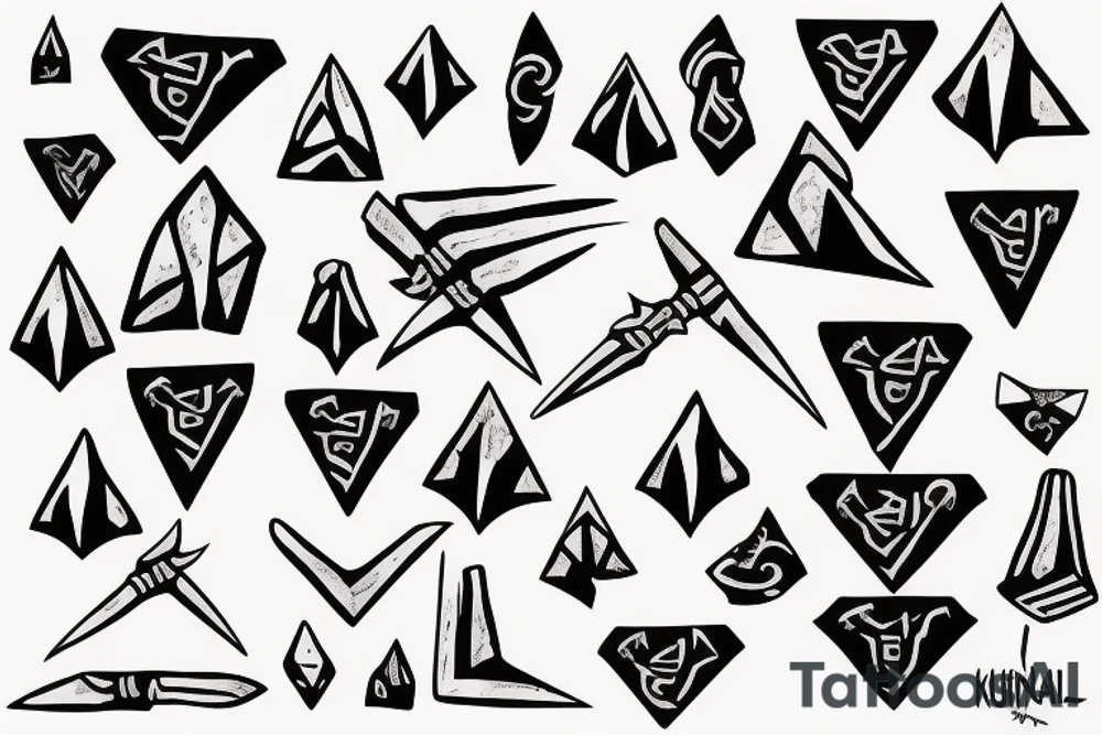 Kunai with Violets tattoo idea