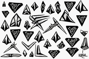 Kunai with Violets tattoo idea