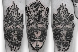 Dagger with Violets tattoo idea