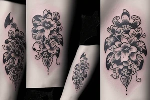 Dagger with Violets tattoo idea