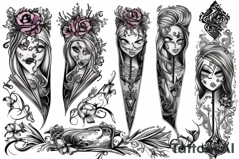 Dagger with Violets tattoo idea