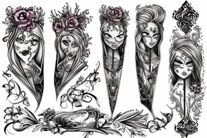 Dagger with Violets tattoo idea