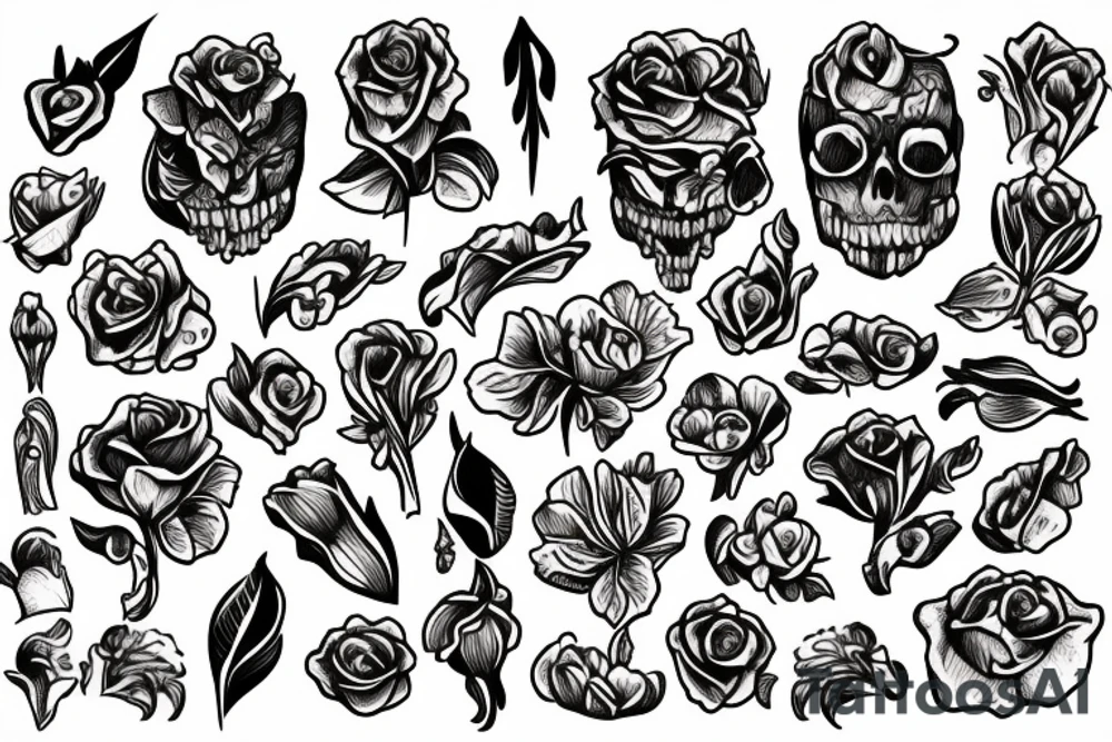 Dagger with flowers tattoo idea