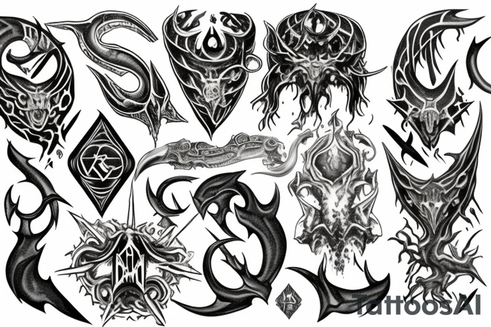 oghma infimium, mehrunes dagon, daedric scripture tattoo idea