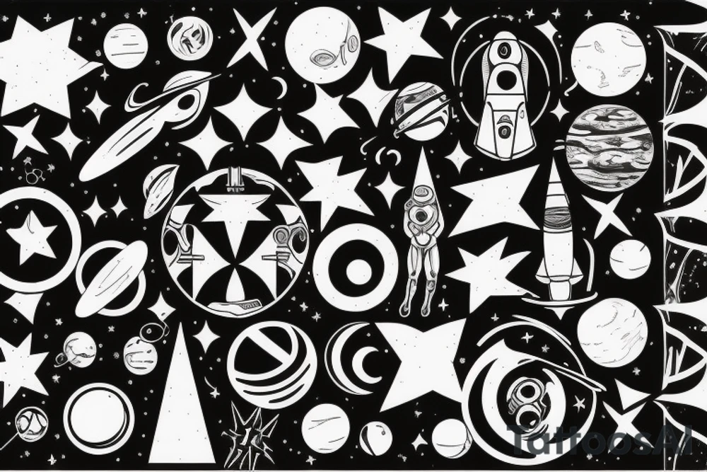 space with saturn tattoo idea