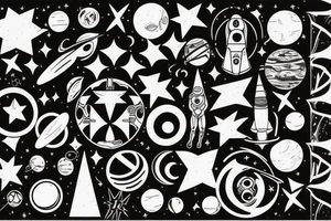 space with saturn tattoo idea
