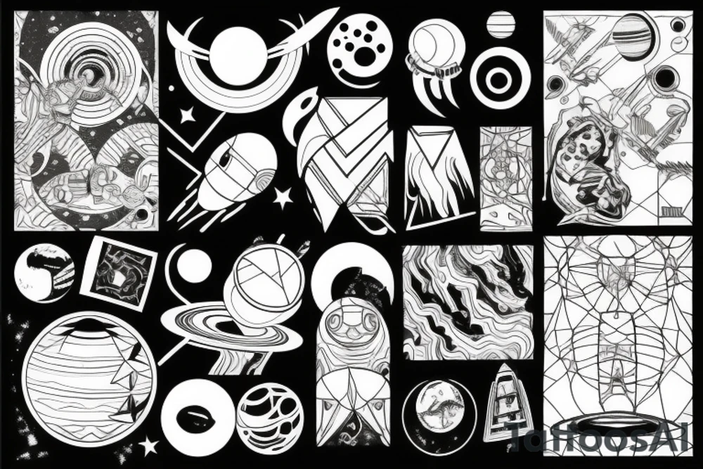 space with saturn tattoo idea