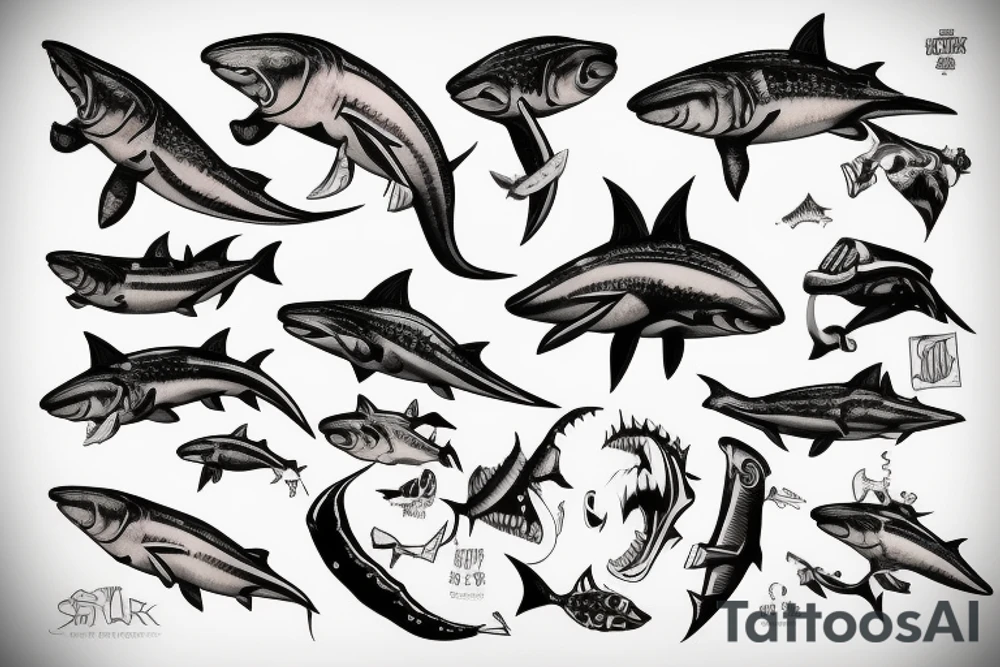 Shurk with knife tattoo idea