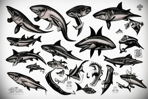 Shurk with knife tattoo idea