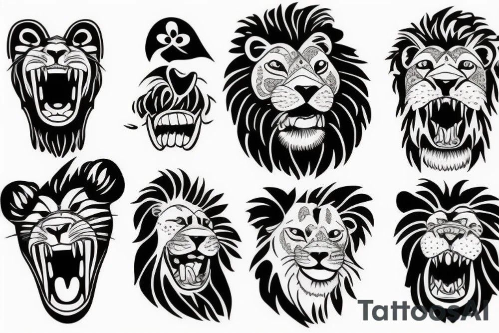 lion in the dog mouth tattoo idea