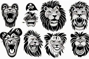 lion in the dog mouth tattoo idea