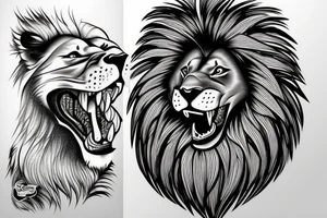 lion in the dog mouth tattoo idea