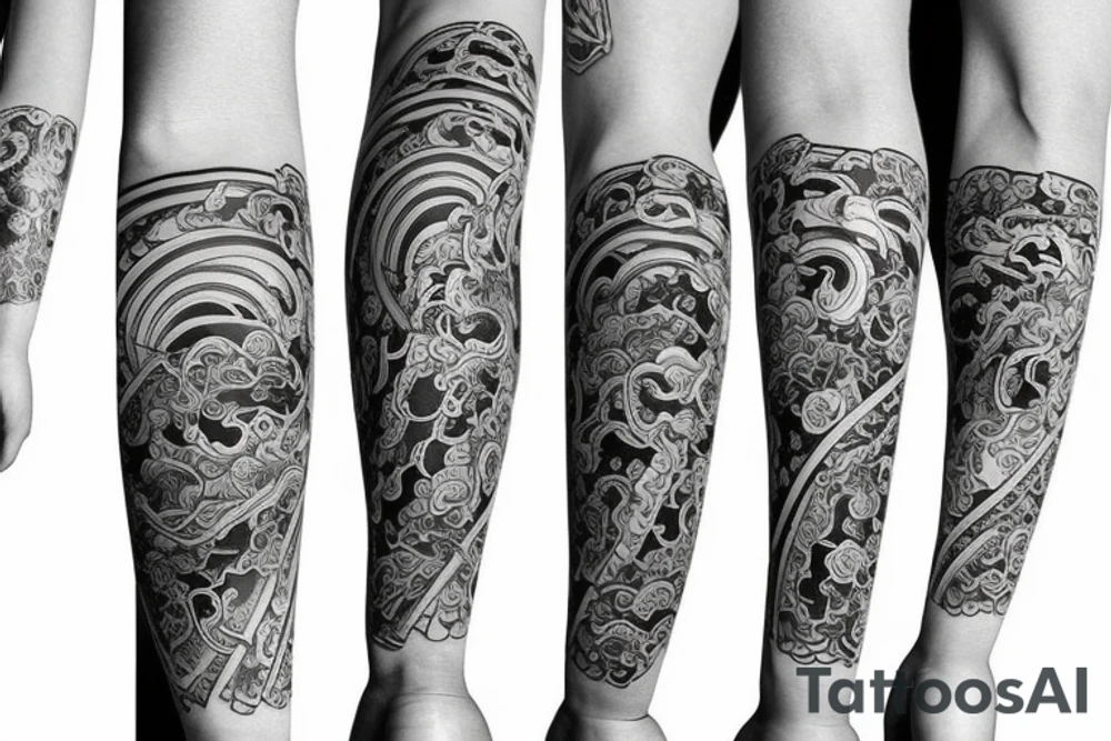 arm sleeve with japanese style tattoo idea
