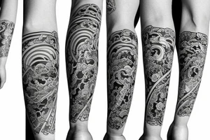 arm sleeve with japanese style tattoo idea