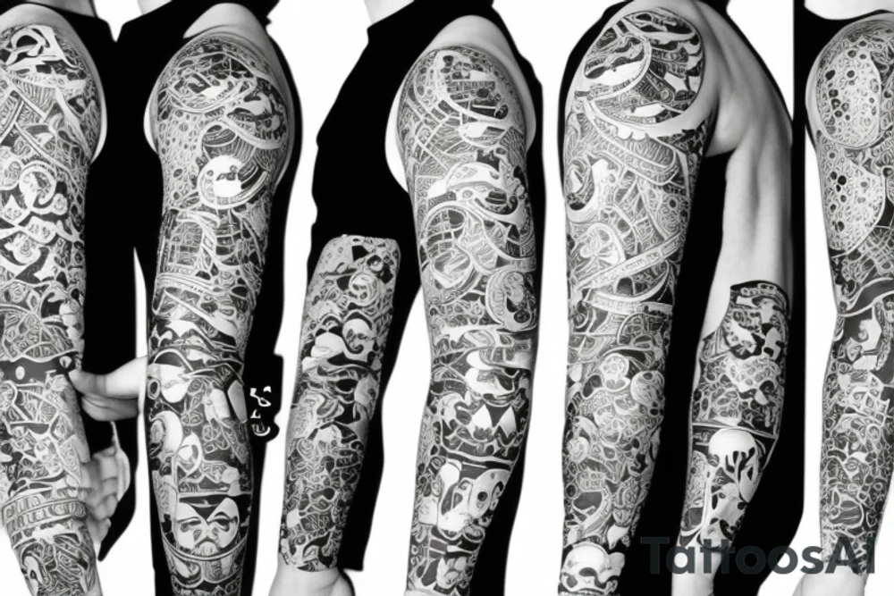 arm sleeve with japanese style tattoo idea