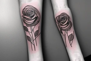 forearm tattoo of a thin rose growing from concrete tattoo idea