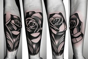 forearm tattoo of a thin rose growing from concrete tattoo idea