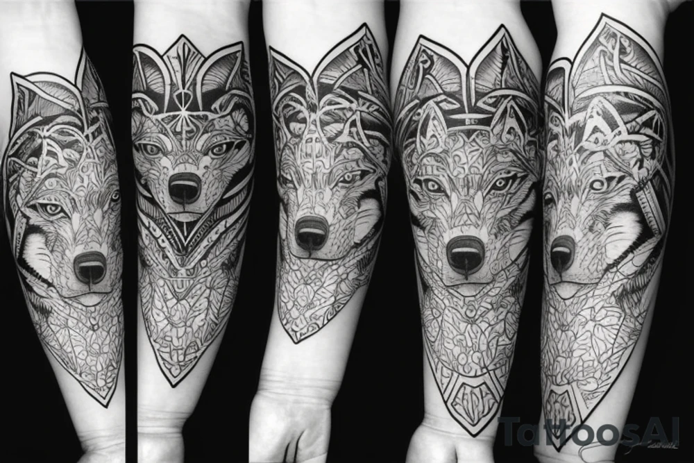 forearm tattoo of the face of a wolf tattoo idea