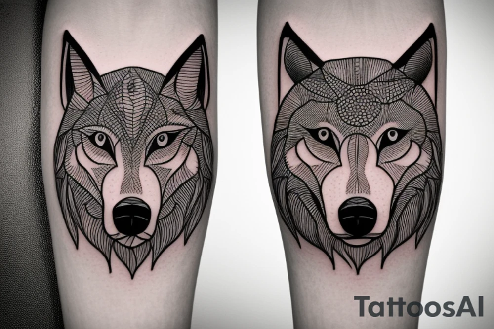 forearm tattoo of the face of a wolf tattoo idea