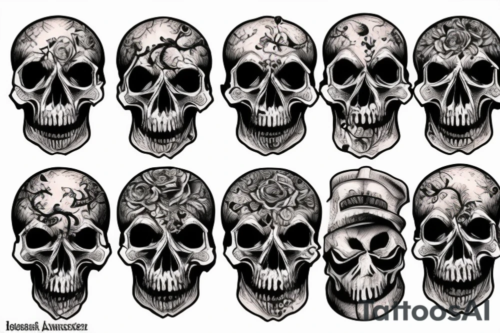 Horror, skulls and harmony tattoo idea