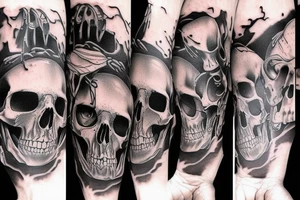 Horror, skulls and harmony tattoo idea