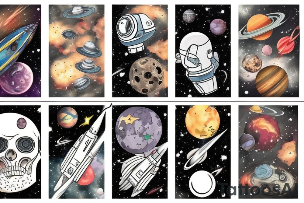 Space, planets tattoo idea
