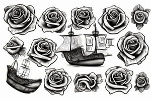 pirate ship rose tattoo idea
