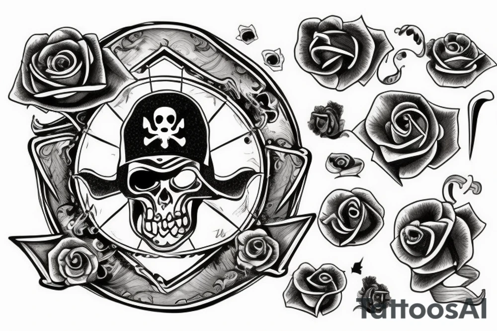 pirate ship rose tattoo idea