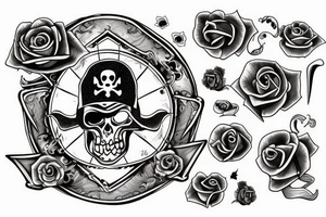pirate ship rose tattoo idea