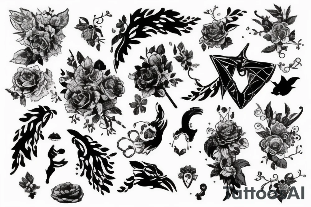 Цветы пионы с четкими линиями tattoo idea