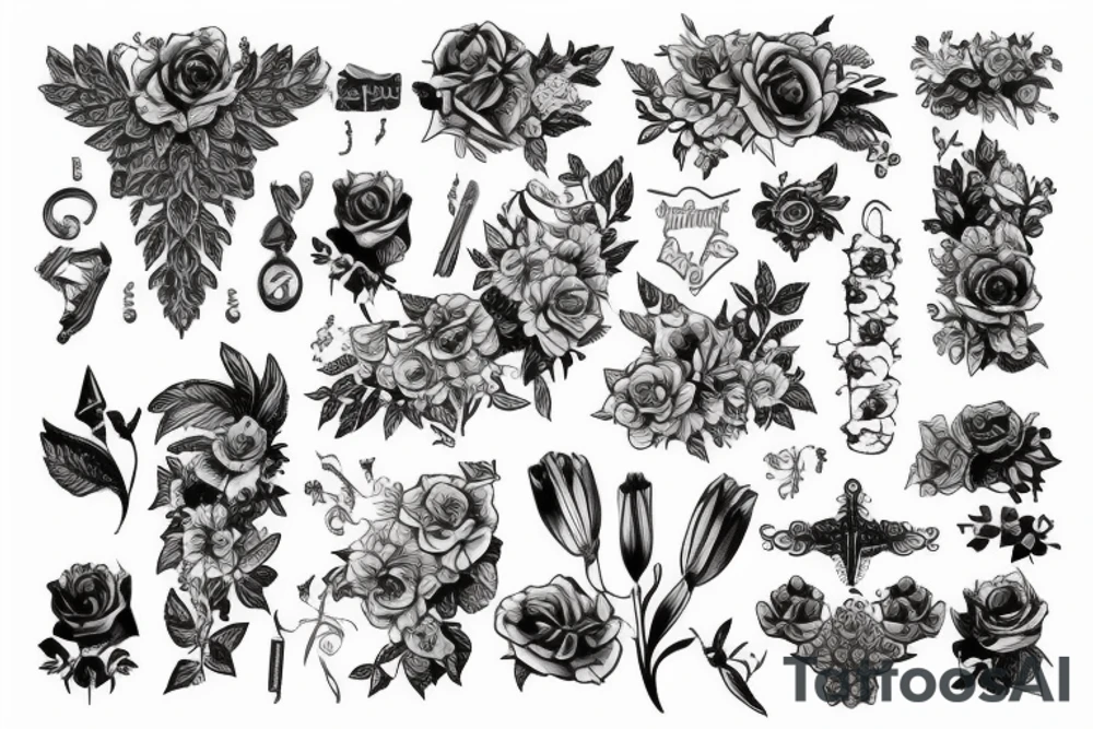 Цветок пион линия полоса tattoo idea
