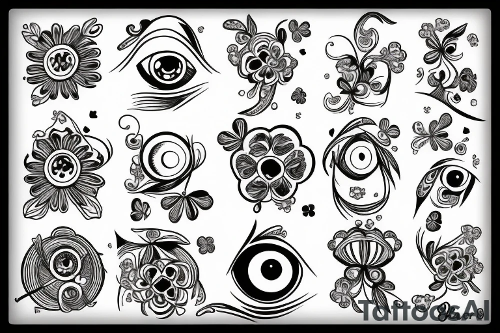 four-leaf clover with eye in it's center tattoo idea